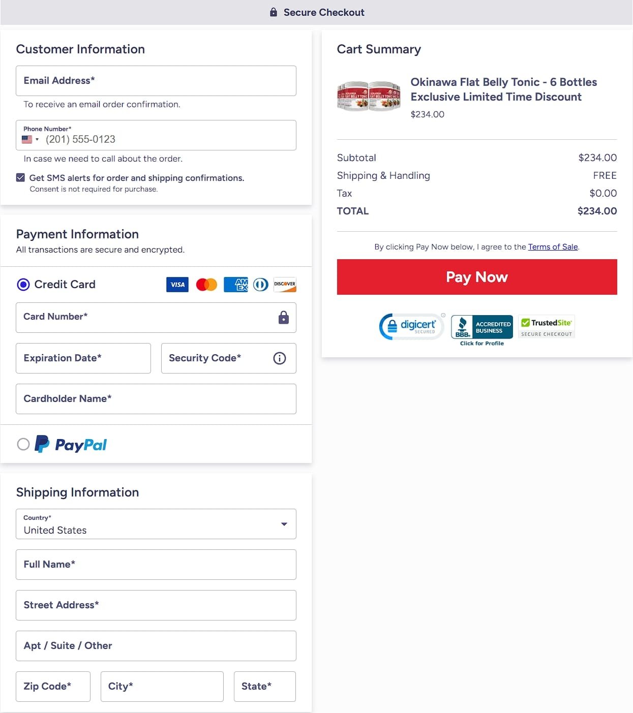 official okinawa tonic checkout page